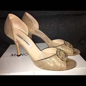 Manolo Blahnik & Swarovski Crystal Gold Sedaraby